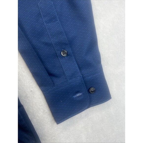 Perry Ellis Shirt Mens Large Motion Navy Blue Long Sleeve Casual Button Up - Picture 6 of 12